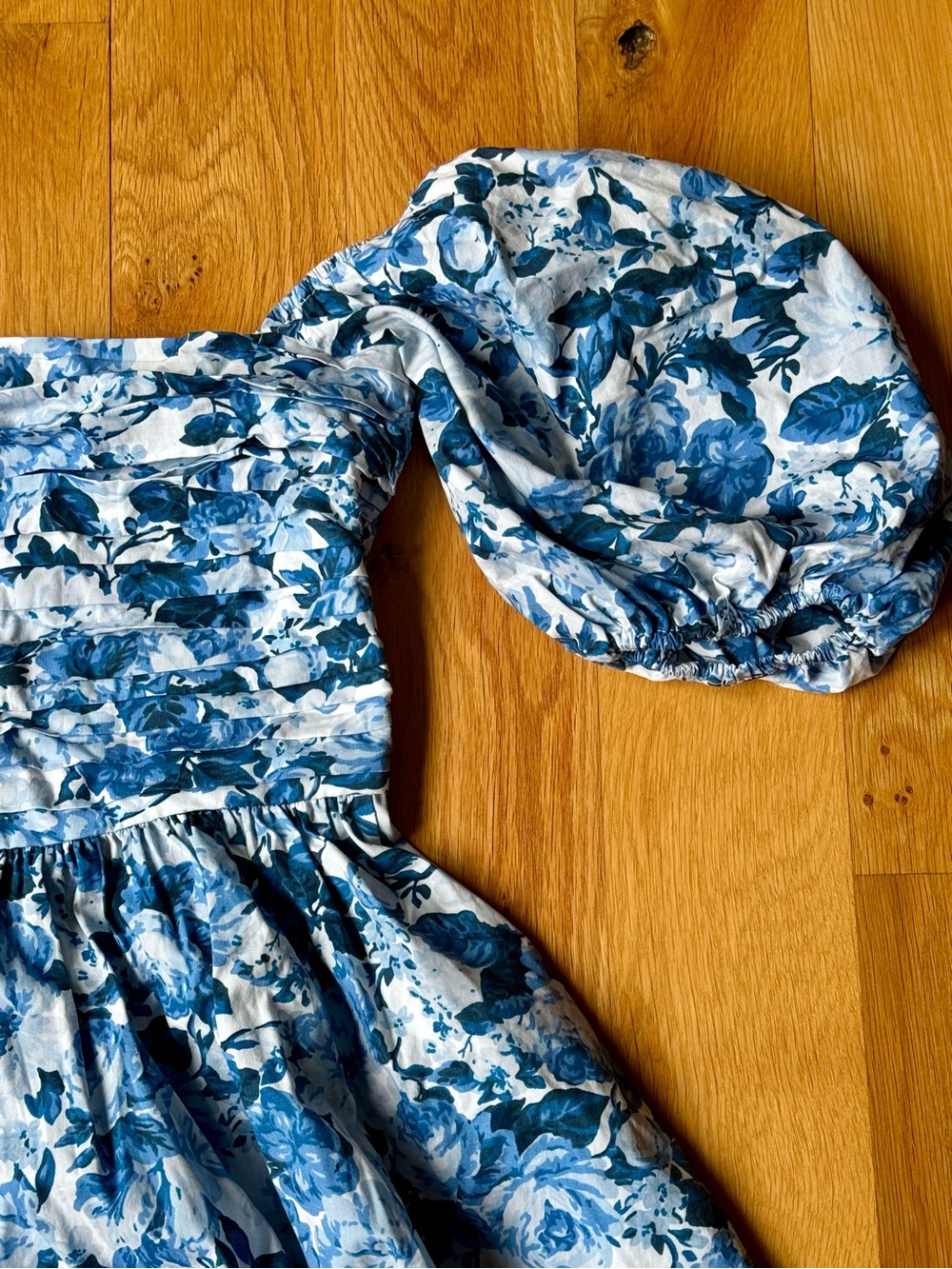 Abercrombie & Fitch Emerson Poplin Smocked Puff Sleeve Dress Blue Floral Size S - Picture 3 of 9